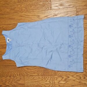 Old Navy Collection 100% Linen Midi Dress Blue Vintage Eyelet Detailing 16